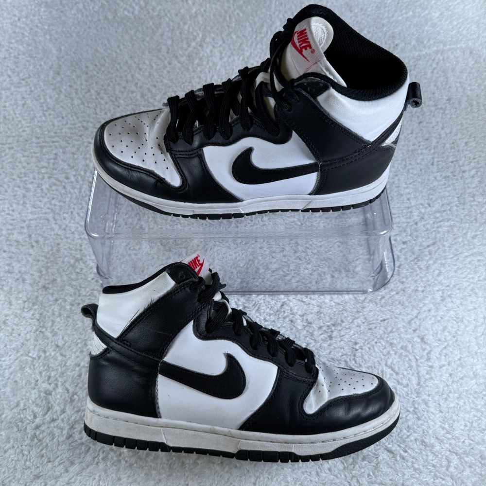 Nike Dunk High Panda Sneakers Women's Size‎ 6.5 White Black Shoes Leather